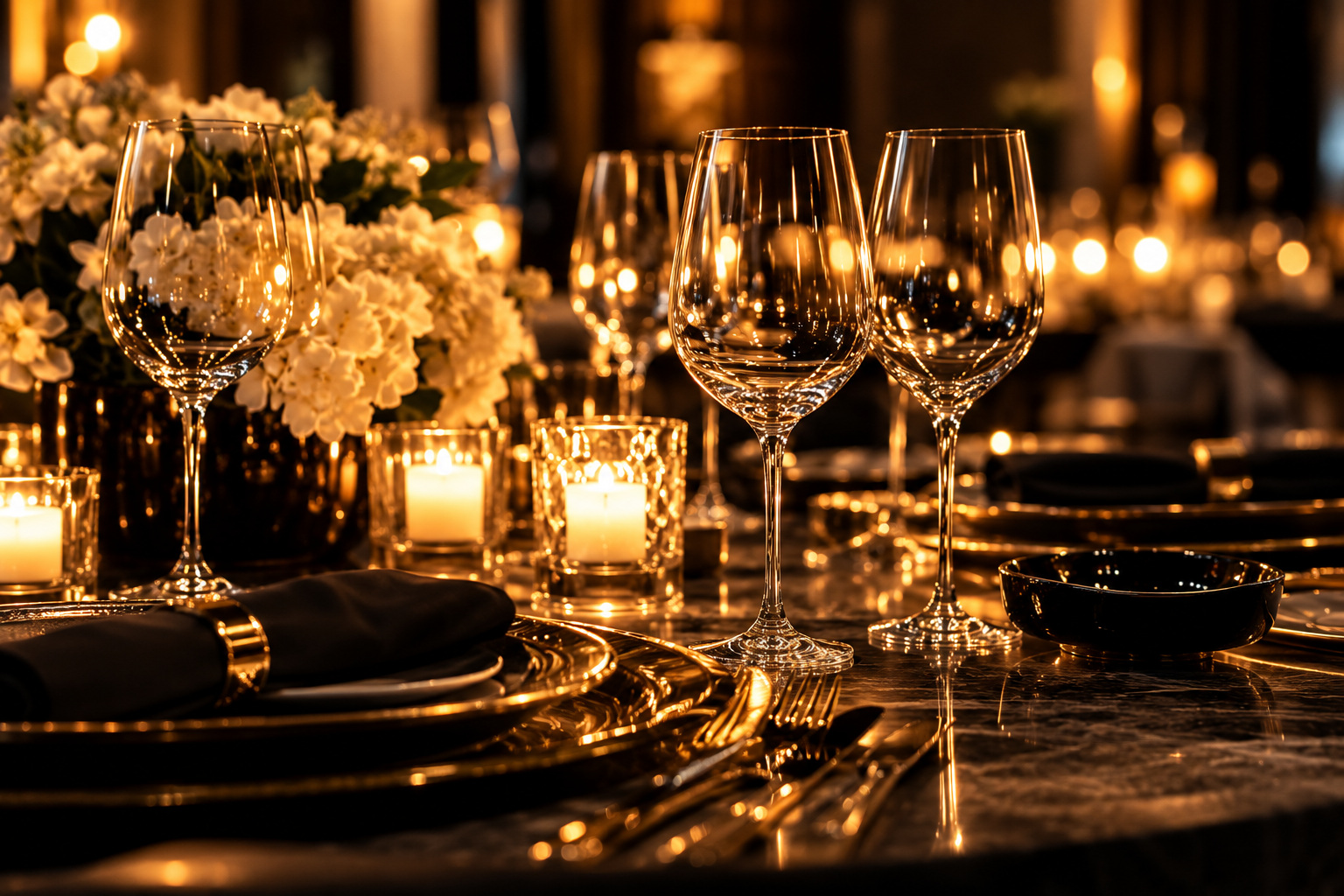 Candlelit fine dining event