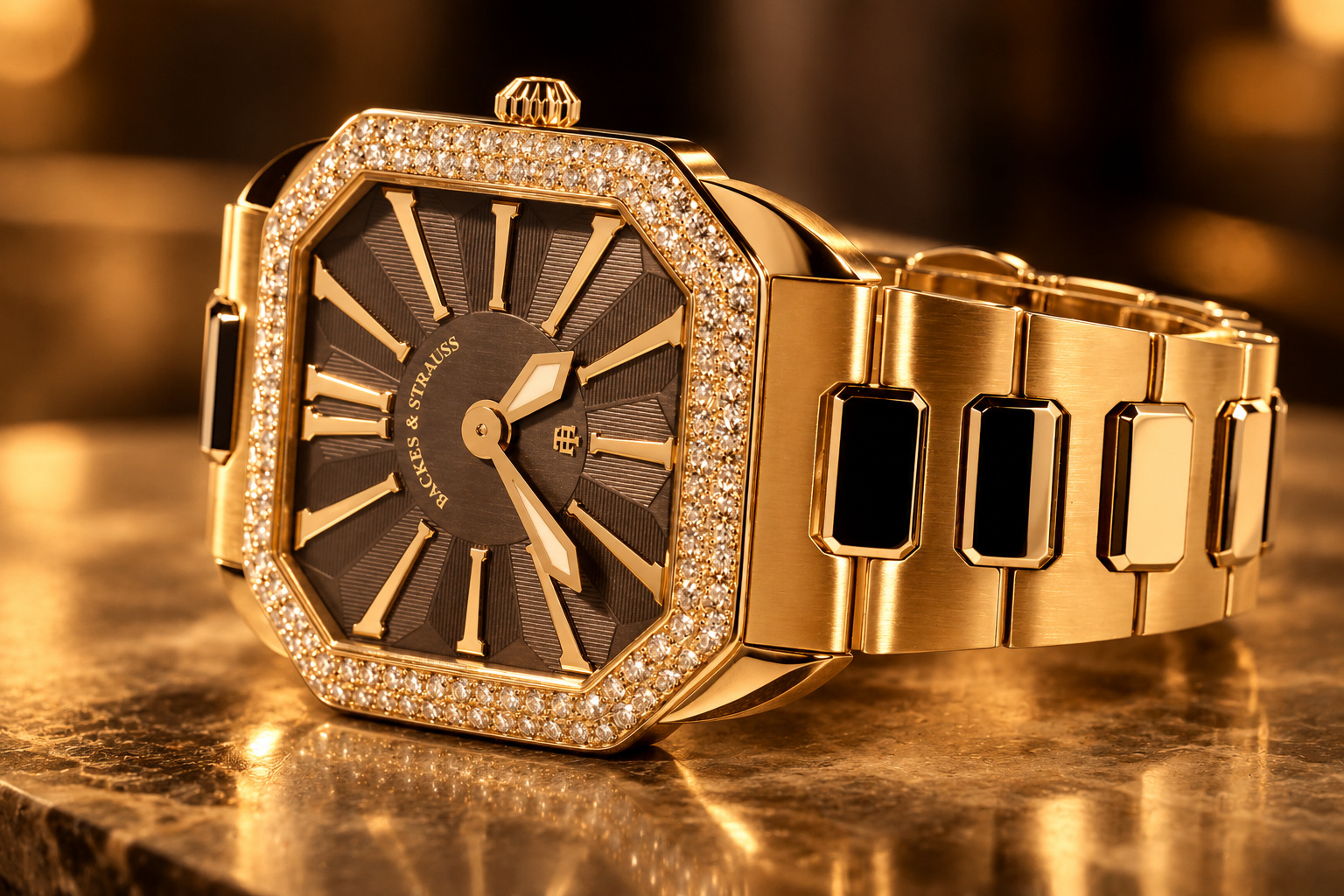 Gold luxury wristwatch